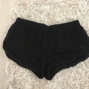 black floral crochet shorts